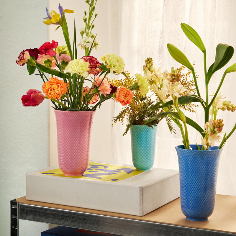 Pot en porcelaine Rhombe, Turquoise