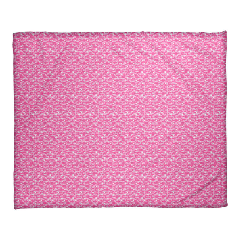 Couverture à treillis hexagonal Katelyn Elizabeth, l 52,5 po x L 62,5 po, Rose / blanc