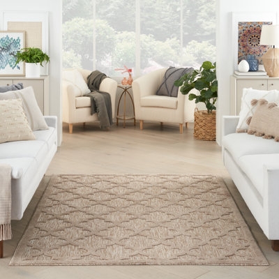 Adianey Red Barrel Studio Easy Care Trellis Brown/Beige Indoor/Outdoor Area Rug
