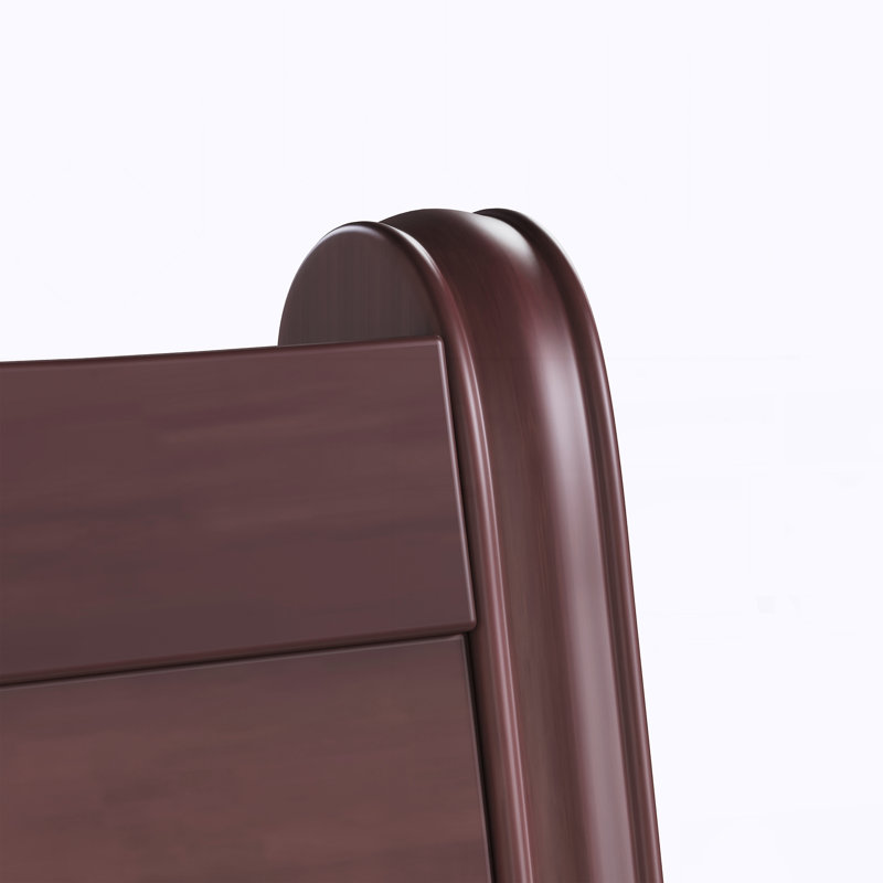 Cadre de lit double en bois avec tête de lit, lit plateforme rétro, Double, Noyer foncé