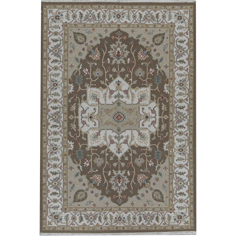 Hand-Knotted High-Quality Brown and Beige Area Rug