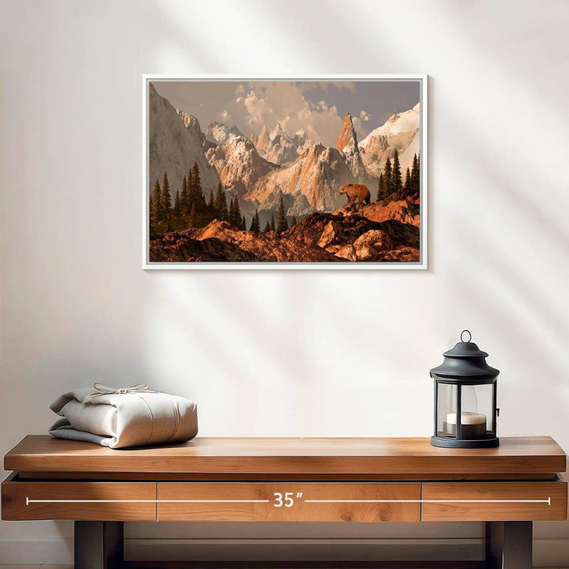 Rocky Mountain Bear, 19 po x 13 po, Cadre flottant blanc