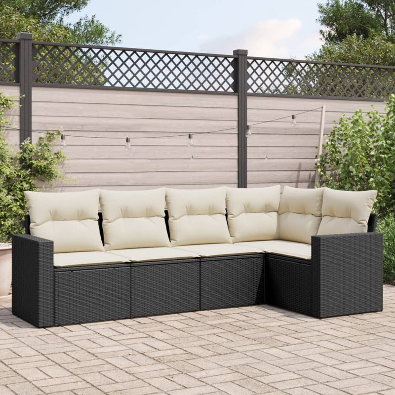Vidaxl Garden Sofa Set Black, Cream White