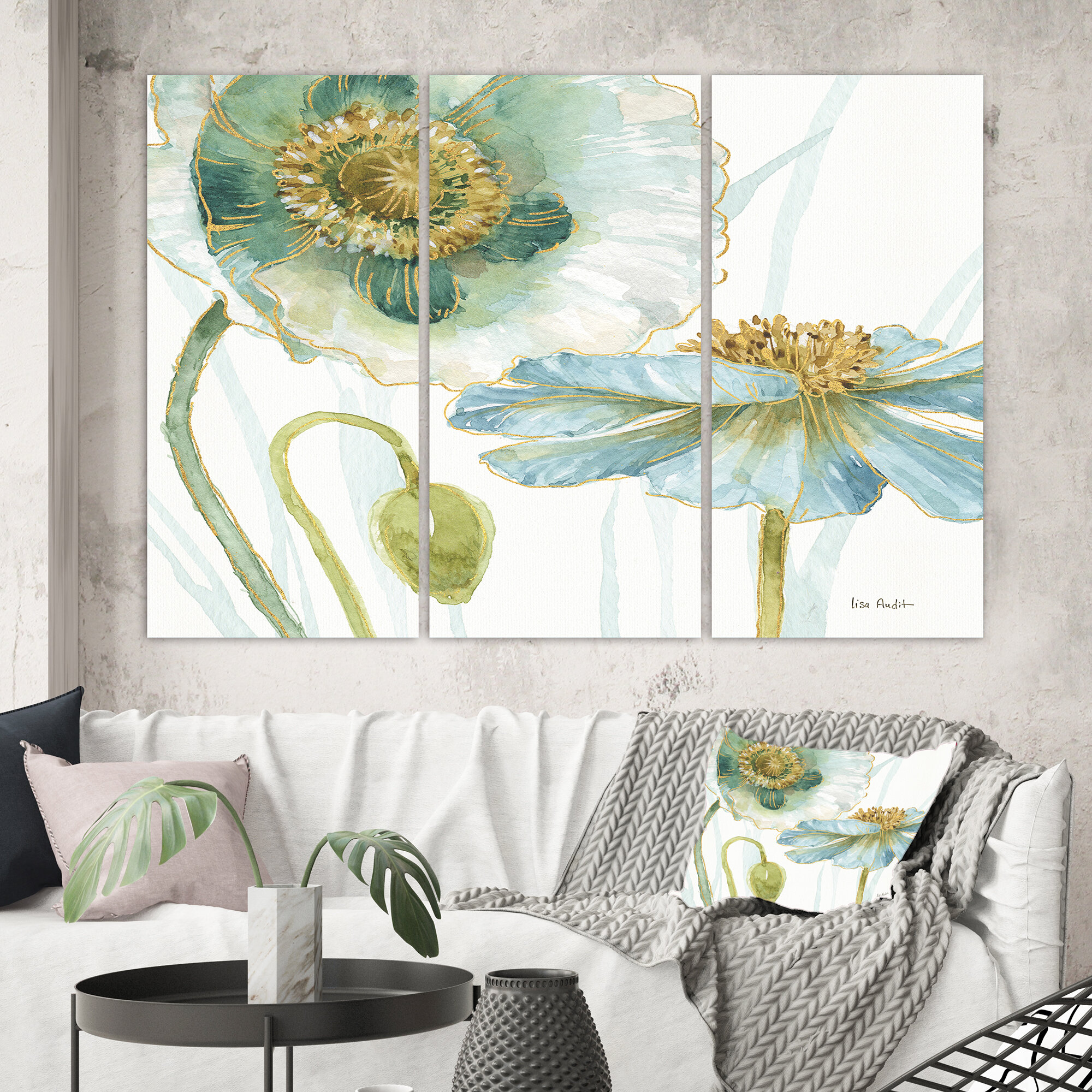 Bless international My Greenhouse Cottage Flowers II On Canvas 3 Pieces ...