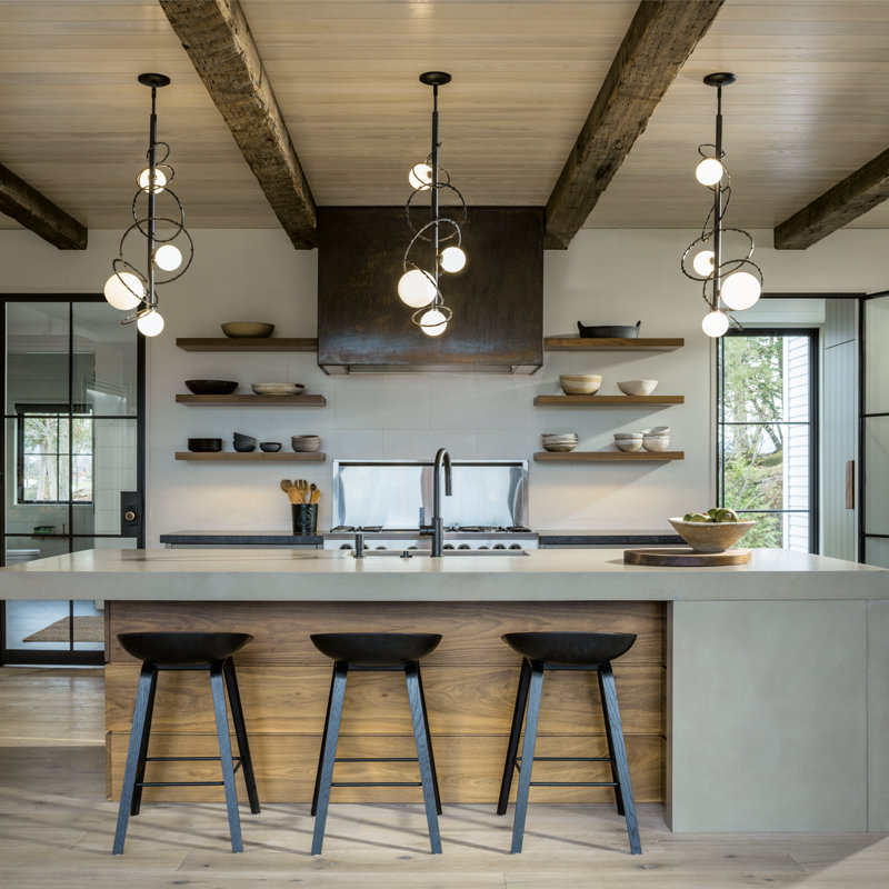 Olympus Vertical Pendant - Opal Glass, Dark Smoke