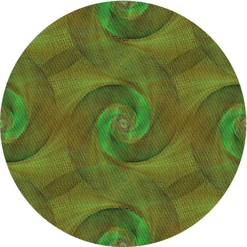 Tapis vert en laine, Rond 5 pi