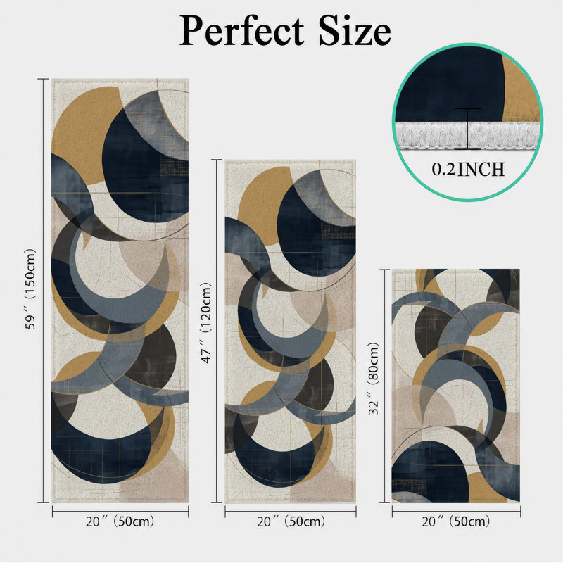 Abstract Circles Non-Slip Washable Kitchen Mats