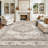 12x15 Living Room Area Rug: Oriental Large Neutral Bedroom Carpet Soft Distressed Floor Mat with Non-Slip Backing Indoor Thin Water-Resistant Dining Room Rug Farmhouse Home Decor(12x15 Beige)-75566752