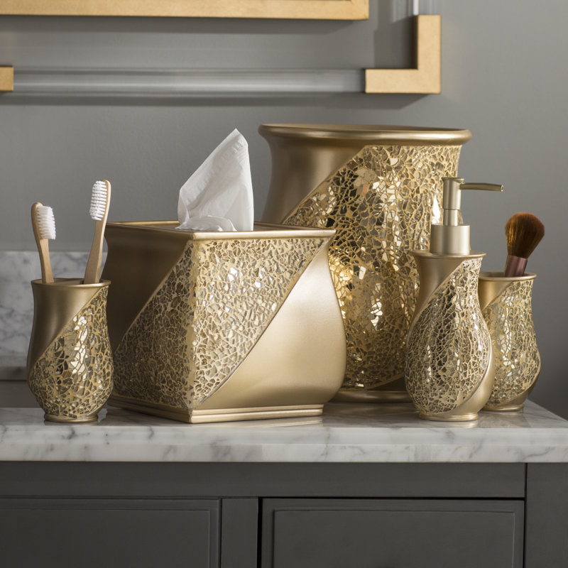 Ensemble d'accessoires de salle de bain 6 pièces champagne Channce