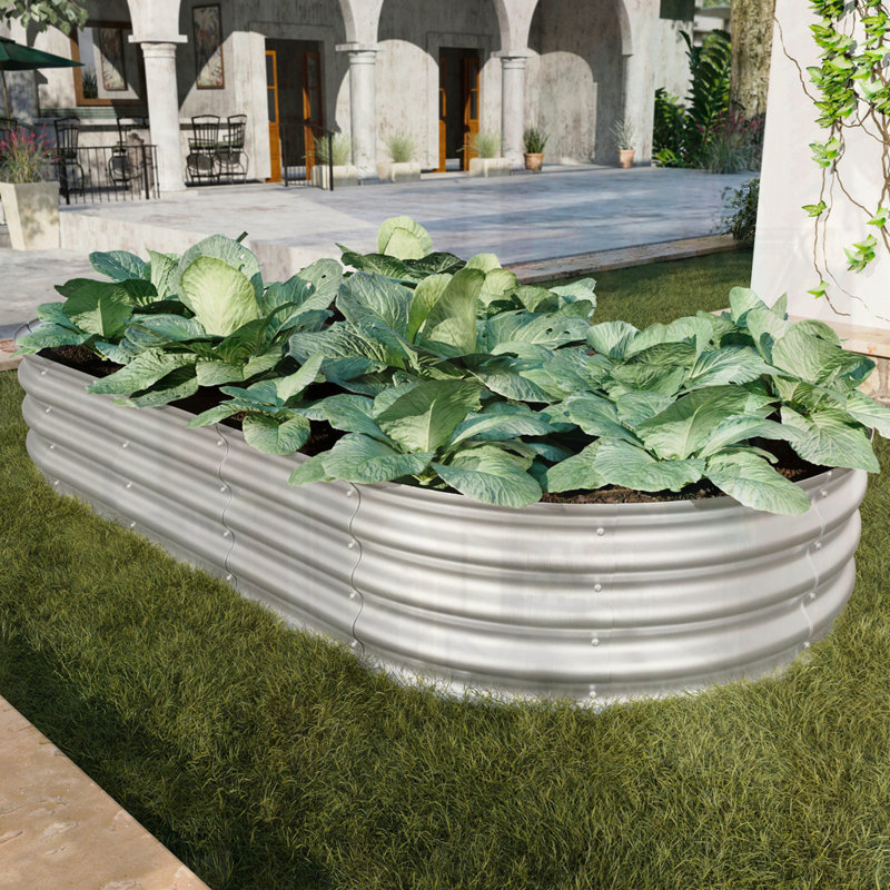 Galvanized Planter Raised Garden Beds, 12" H x 72" W x 36" D