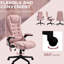 Fauteuil de bureau inclinable et massant, velours rose, chauffage lombaire, siège et chaise réglables avec massage thermique et hauteur