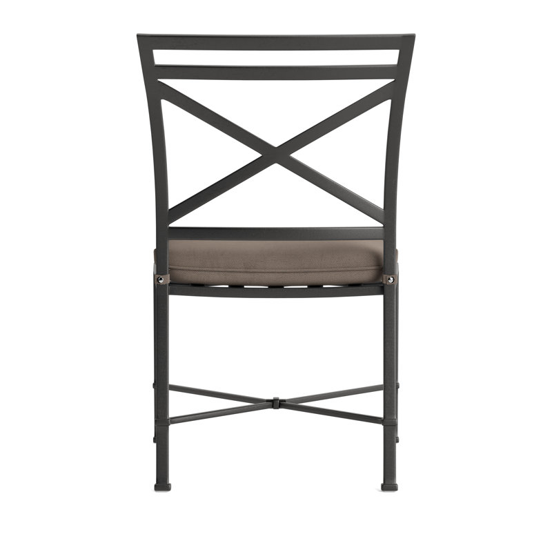 Venetian Outdoor Dining Side Chair, Fusion Moccasian, Textured Pewter, Brown