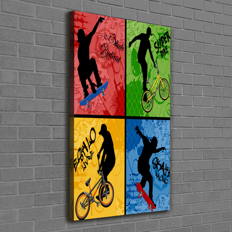 Bike And Skateboard - Wrapped Canvas Print