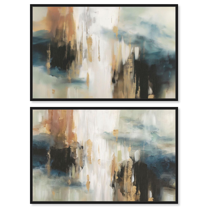 "Clearing Mist", ensemble de 2 reproductions d'art sur toile par Art Remedy, cadre noir, 15 x 10, H 11 po x l 16 po