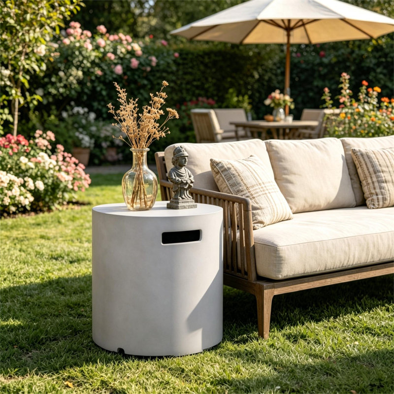 Couvercle de réservoir de propane rond 16 po Romance Blaze Modern, gris, Marbre