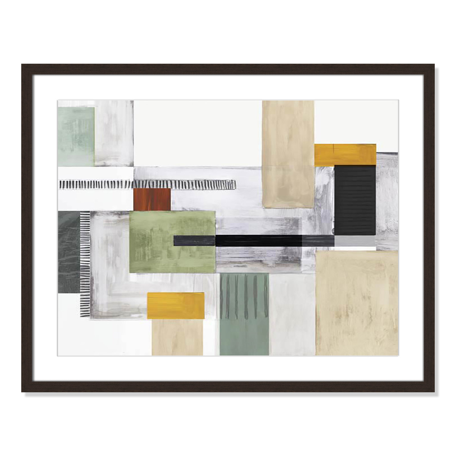 Playful Blocks Print by Tom Reeves, 23.5" H x 29.5" W x 1.25" D, Walnut Box Picture Framed, White