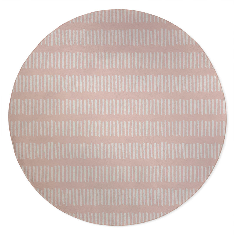 Fencing Rows Non-Slip Outdoor Rug, Round 5'