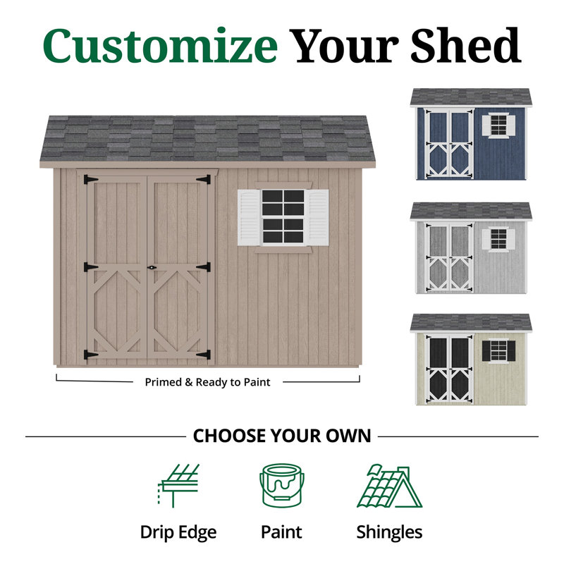 Classic Workshop Outdoor Wood Storage Shed, 8' x 10', No