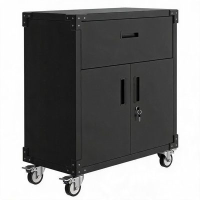 31.5" Rolling Tool Cabinet with Lockable Doors, Metal Garage Storage Cart, Adjustable Shelf & Rust-Resistant Wheels for Workshop & Home