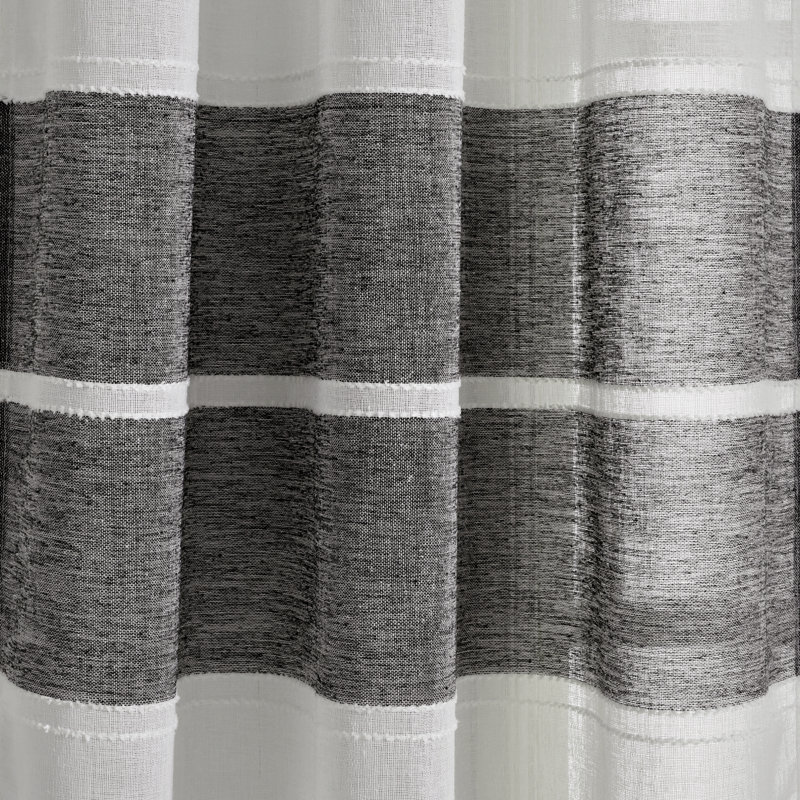 Textured Stripe Sheer Sheer Curtain Pair, Black