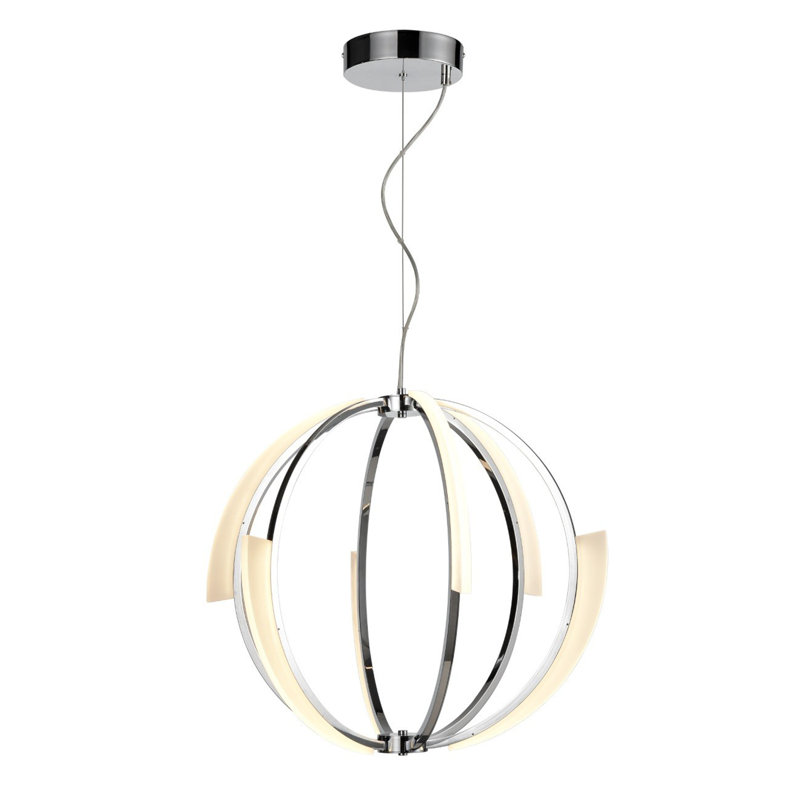 6 - Light Dimmable LED Globe Chandelier, Chrome, 22.50" H x 26" W x 26" D