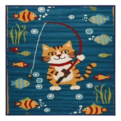  Tapis lavable avec gros chats et chats de pêche