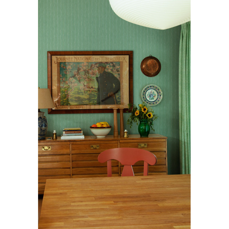 Rouleau de papier peint Huset I Solen Brita L 33 pi x l 20,8 po, Vert émeraude
