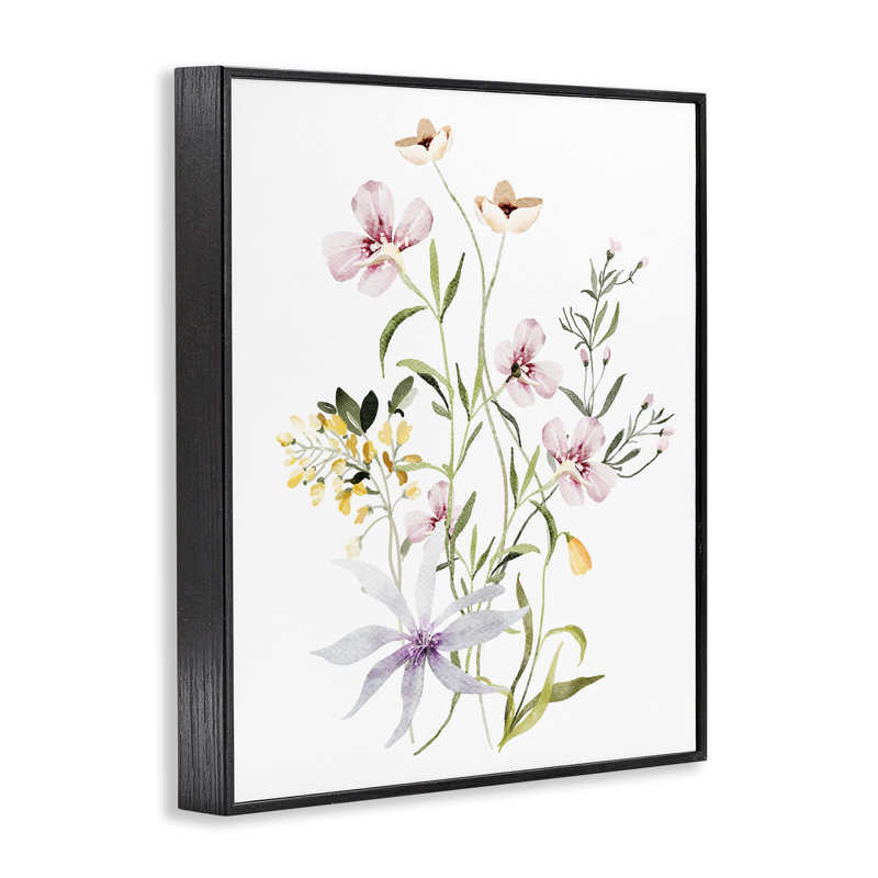 Ensemble de giclée encadrée florale, feuilleté et doublé, H 14 po x l 11 po, Giclée encadrée noir minuit