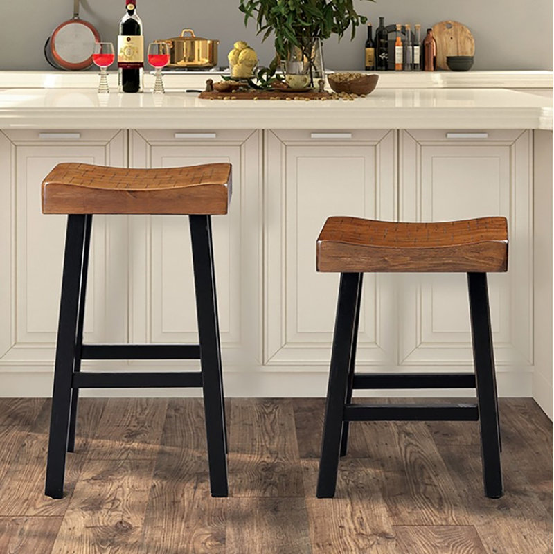 Tabouret de bar Baregar (ensemble de 2), Naturel / noir, Tabouret de bar (siège d'une hauteur de 29 po)