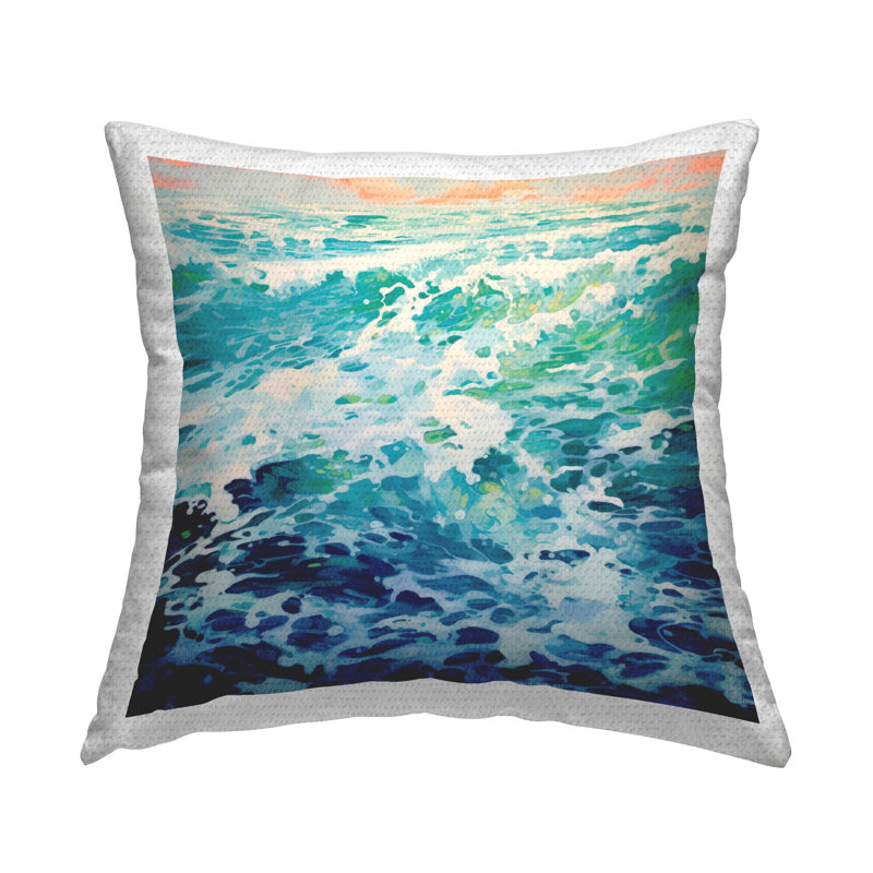 Coussin d'extérieur imprimé Cascading Ocean Splash par Irena Orlov