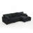 3 - Piece Upholstered Gray Faux Rabbit Fur Flannel Reversible Modular Sofa Living Room Sectional Couch with Pillows-1383971722-1383971735