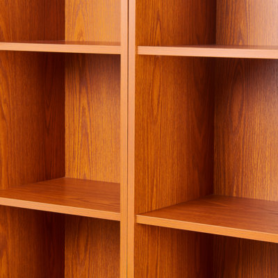 Grande armoire de rangement Farmhouse avec tablettes réglables, bibliothèque en bois aggloméré à finition grain de bois 3D, casiers de présentation ouverts et rangement de porte de grange fermée, bibliothèque librement combinable pour le bureau de la chambre à coucher