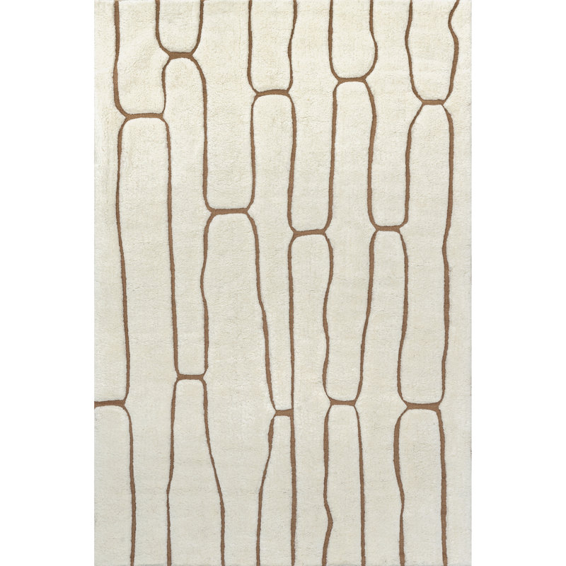 Tapis en laine à motif abstrait Nouvelle-Zélande, Rectangle 9 pi 6 po x 13 pi 6 po