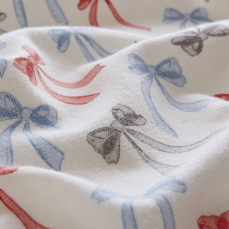 Ensemble de draps 3 pièces 100% coton, imprimé flanelle, Happy Bows, Motif abstrait multicolore
