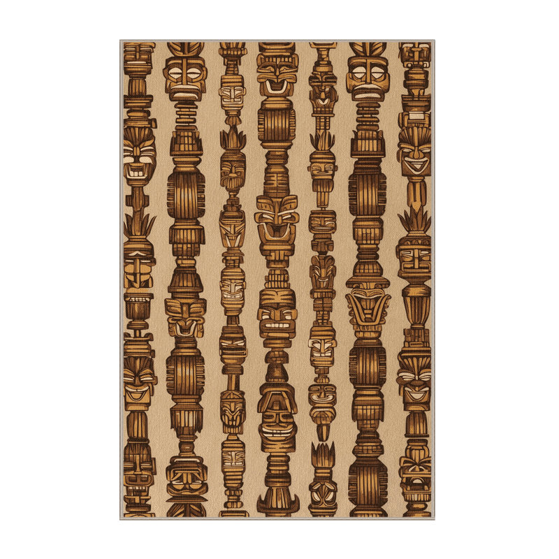  Tapis hawaïen lavable statues Tiki, Rectangle de 5 pi x 8 pi