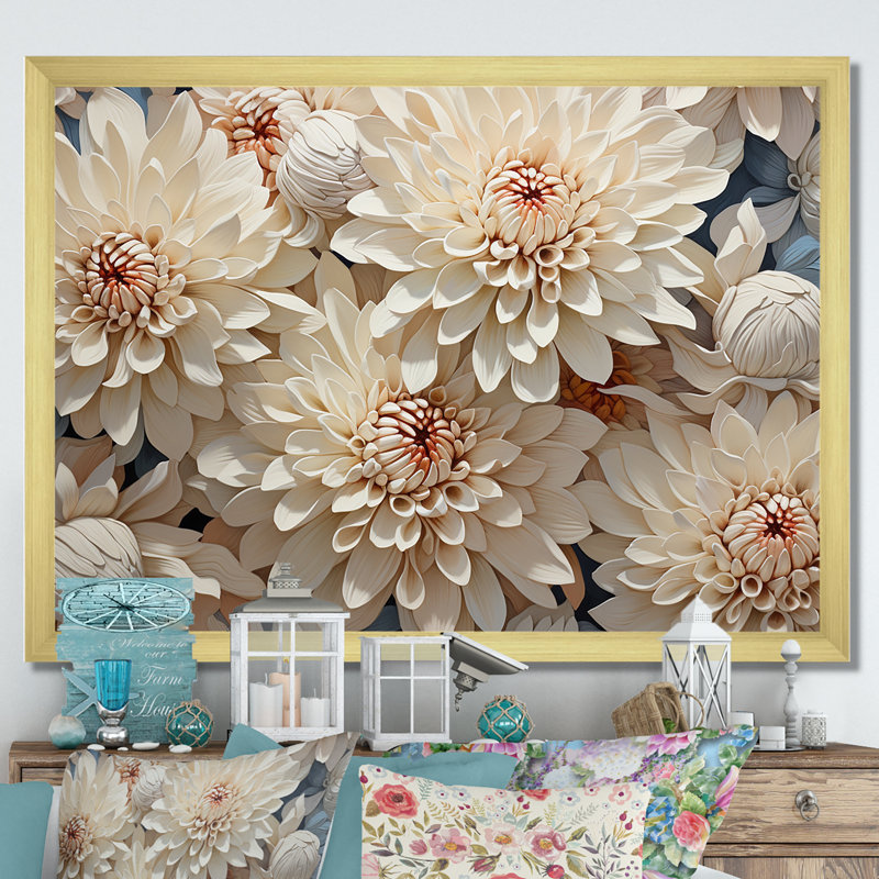 Impression sur toile Pure Pure Chrysanthemums Magic IV, H 12 po x l 20 po x P 1 po, Cadre doré simple