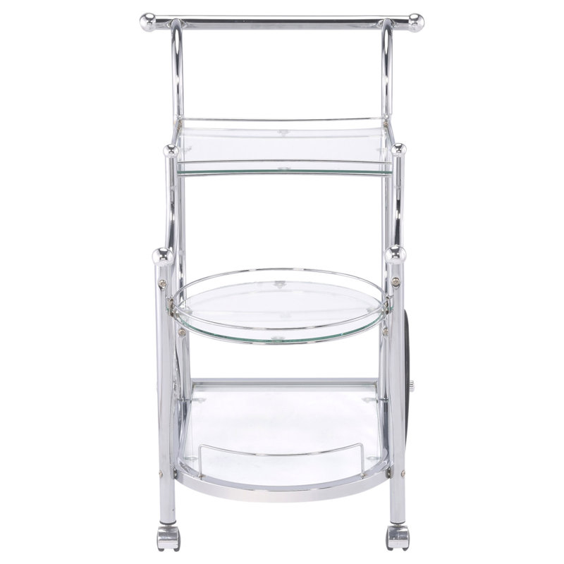 Reia Chrome 3-Tier Serving Cart With Casters