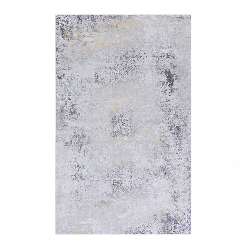 Gold Washable Rug Area Rug, Rectangle 4' x 6'
