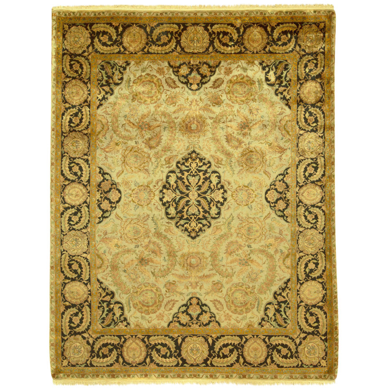 High-Quality Hand-Knotted Grey And Black Area Rug