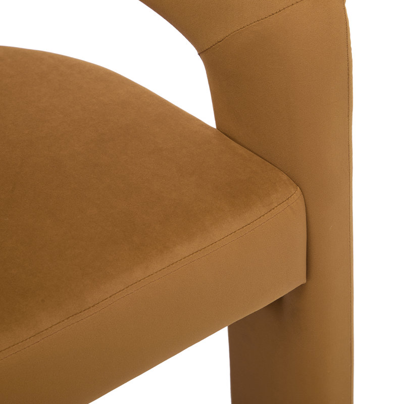 Modern Upholstered Barrel Dining Chairs, Deep khaki Linen