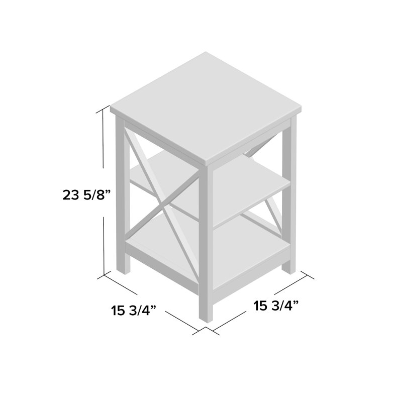 Darek End Table with Storage, White