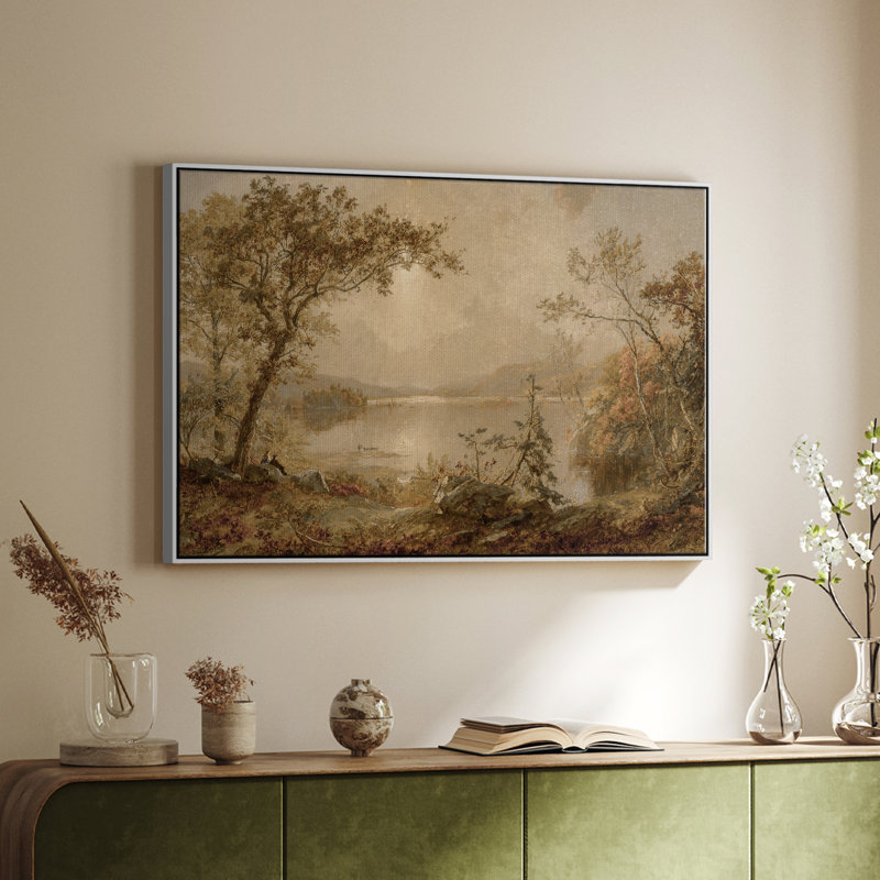 Paysage rétro - DC XXXIV, H 17 po x l 25 po x P 2 po, Toile encadrée flottée blanche
