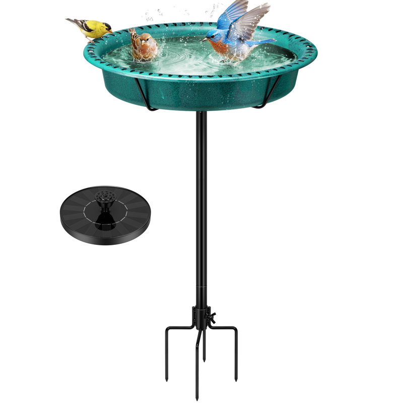 Bol ovale en polyrésine pour bain d'oiseaux avec fontaine solaire , Vert