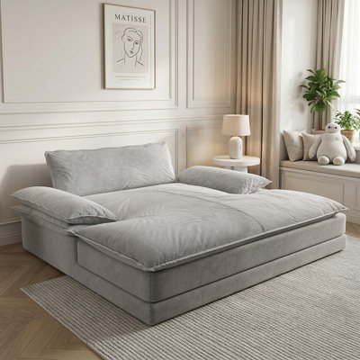 80 po x 75 po, méridienne surdimensionnée, revêtue de bois massif, revêtue de chenille, avec accoudoirs larges