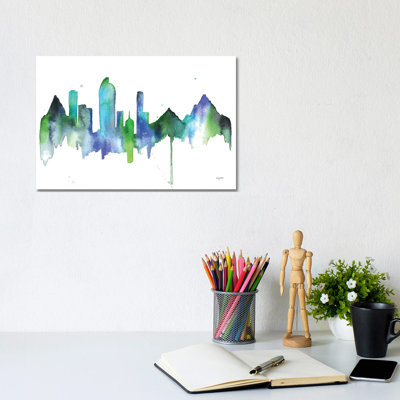Blue Denver Skyline 1 Piece Wrapped Canvas Painting