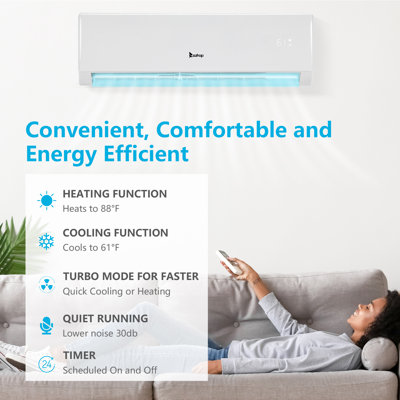 Mini climatiseur à deux blocs de 11 000 BTU avec chauffage et télécommande