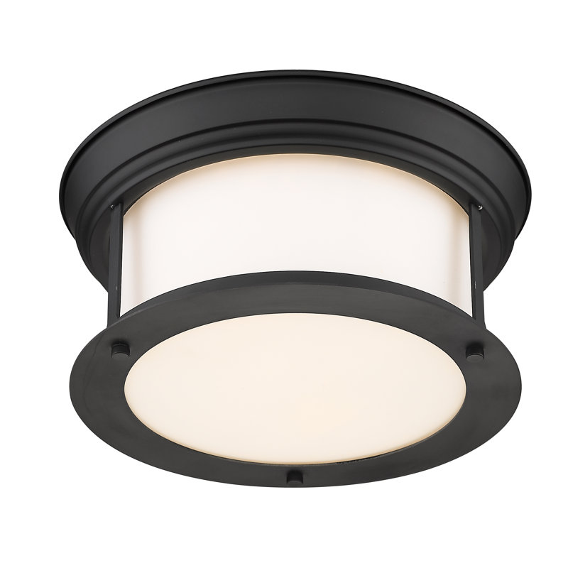 Canale Glass Flush Mount, 5.5"H x 11"W x 11"D, Matte Black