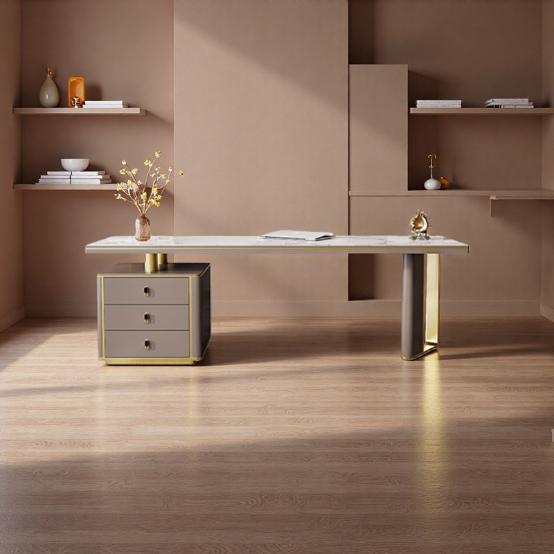 Bureau à bascule moderne avec base en acier inoxydable, H 29,5 po x l 55,1 po x P 27,6 po