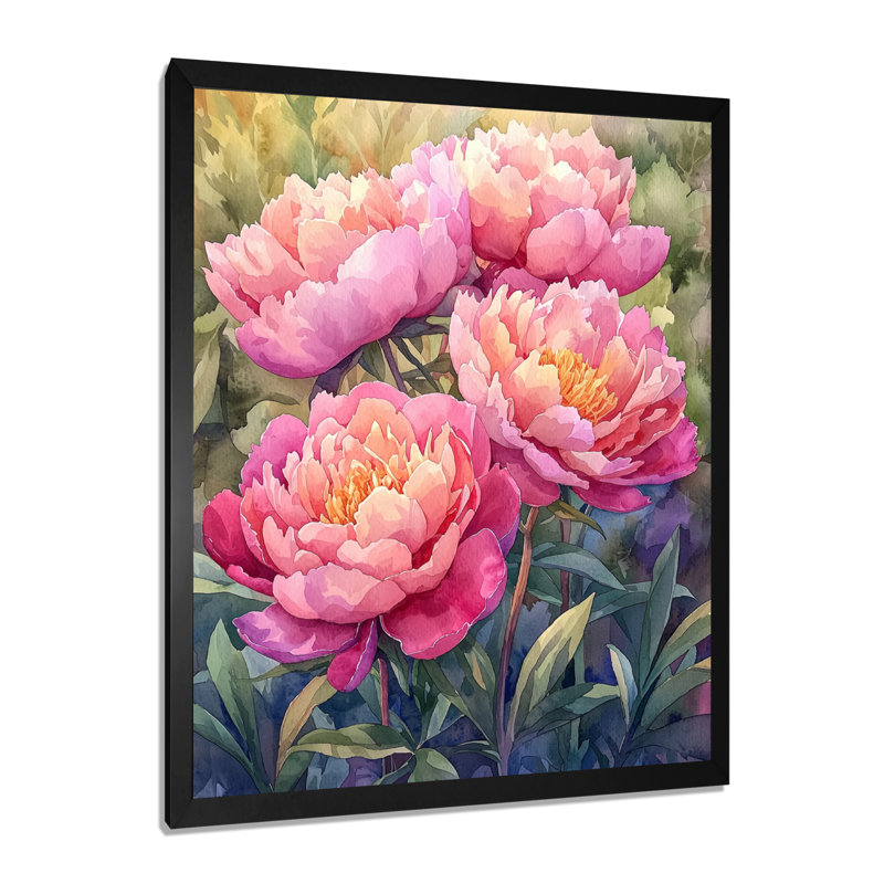 Pivoines dans le potager III - impressions murales florales, Noir, noir, noir, noir, H 20 po x l 12 po