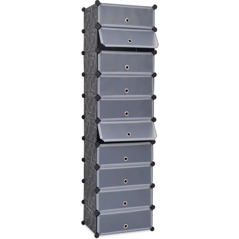 10 Pair Flip Down Shoe Storage, Black